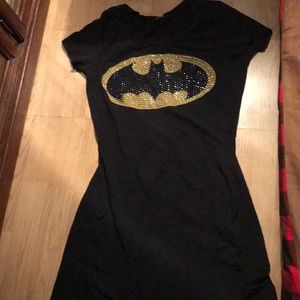Black fitting bedazzled Batman nightgown